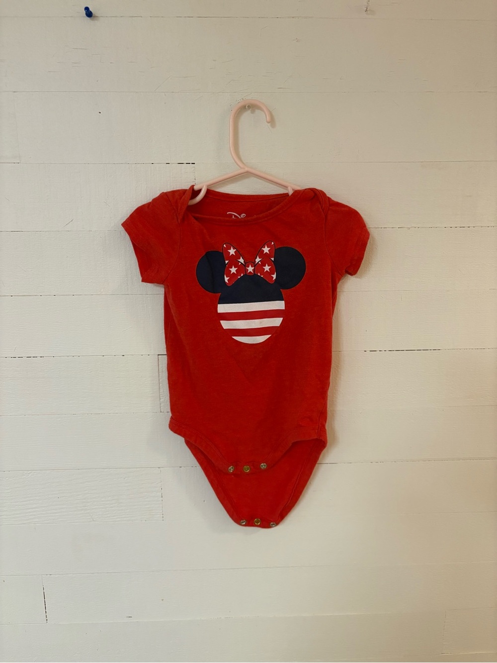 Disney Minnie Mouse Patriotic Baby Bodysuit Red Stars Stripes 12M